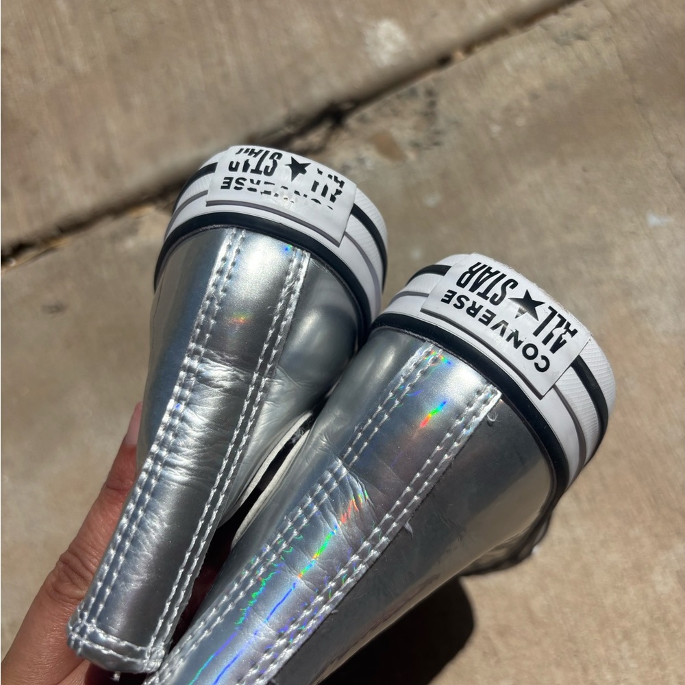 Converse Metallic Silver High-Tops - Picture 3 of 3